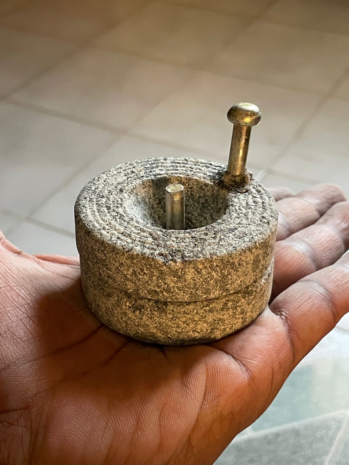 Miniature Traditional Stone Hand Grinder | Round Granite Look with Iron Handle | Manual Spice Grinder Mini Model | Pretend Play Toy & Pooja Décor | Return Gift Item